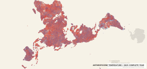 Dymaxion Anthropocene temperature 2025 preview